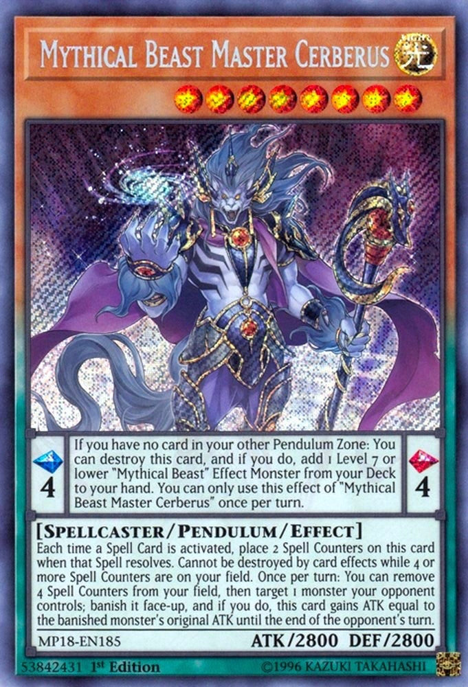 Image for Mythical Beast Master Cerberus (MP18-EN185) (2018 Mega-Tins Mega Pack) - YuGiOh