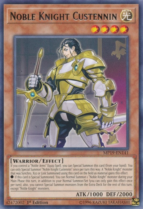 Image for Noble Knight Custennin (MP19-EN141) (2019 Gold Sarcophagus Tin Mega Pack) - YuGiOh