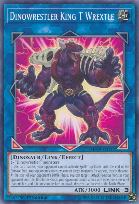 Image for Dinowrestler King T Wrextle (MP19-EN187) (2019 Gold Sarcophagus Tin Mega Pack) - YuGiOh