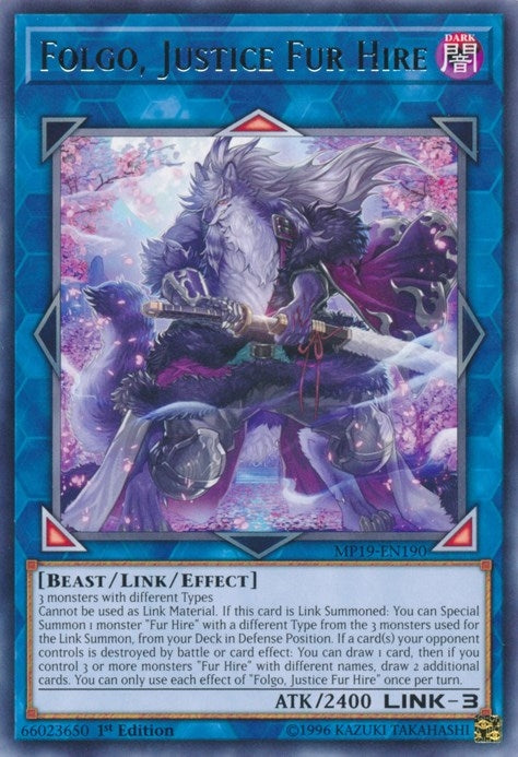 Image for Folgo, Justice Fur Hire (MP19-EN190) (2019 Gold Sarcophagus Tin Mega Pack) - YuGiOh