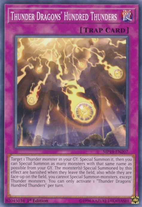 Image for Thunder Dragons' Hundred Thunders (MP19-EN207) (2019 Gold Sarcophagus Tin Mega Pack) - YuGiOh