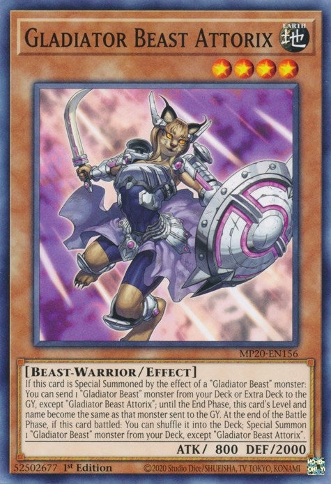 Image for Gladiator Beast Attorix (MP20-EN156) (2020 Tin of Lost Memories) - YuGiOh