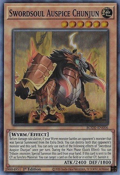 Image for Swordsoul Auspice Chunjun (BODE-EN006) (Burst of Destiny) - YuGiOh