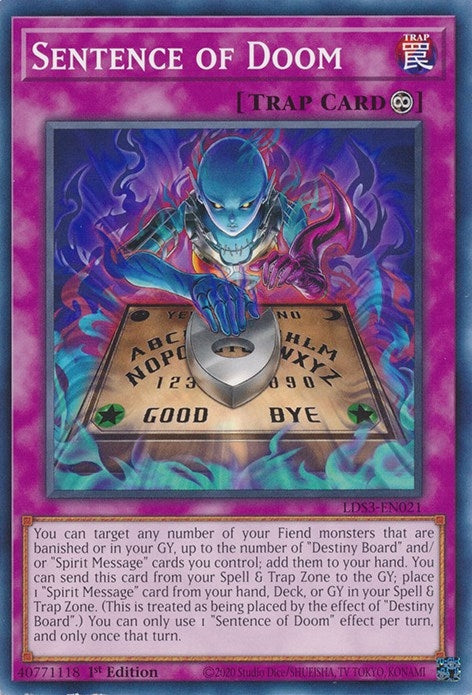 Image for Sentence of Doom (LDS3-EN021) (Legendary Duelists: Season 3) - YuGiOh