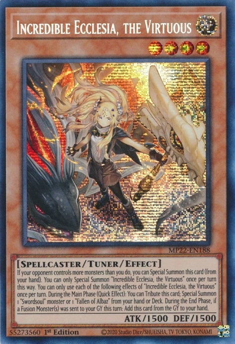 Image for Incredible Ecclesia, the Virtuous (MP22-EN188) (2022 Tin of the Pharaoh's Gods) - YuGiOh