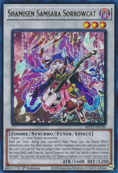 Image for Shamisen Samsara Sorrowcat (MP23-EN189) (25th Anniversary Tin: Dueling Heroes Mega Pack) - YuGiOh