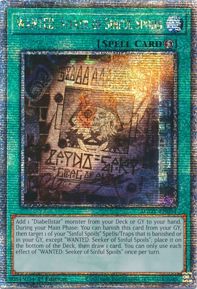Image for WANTED: Seeker of Sinful Spoils (Quarter Century Secret Rare) (AGOV-EN054) (Age of Overlord) - YuGiOh