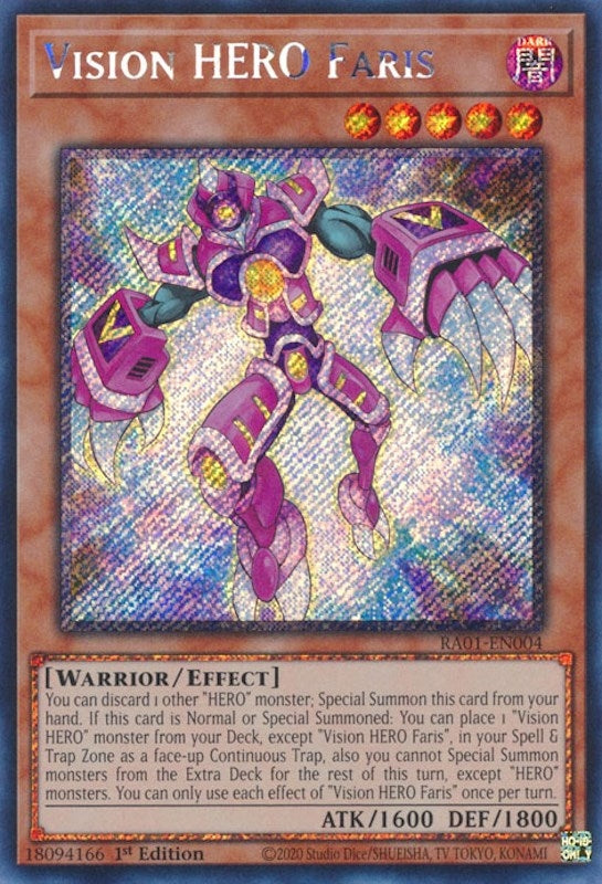 Image for Vision HERO Faris (Platinum Secret Rare) (RA01-EN004) (25th Anniversary Rarity Collection) - YuGiOh