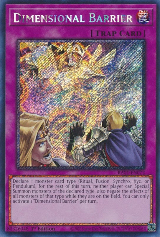 Image for Dimensional Barrier (Platinum Secret Rare) (RA01-EN072) (25th Anniversary Rarity Collection) - YuGiOh