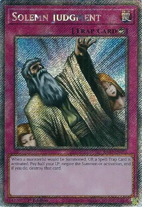 Image for Solemn Judgment (Platinum Secret Rare) (RA02-EN075) (25th Anniversary Rarity Collection II) - YuGiOh