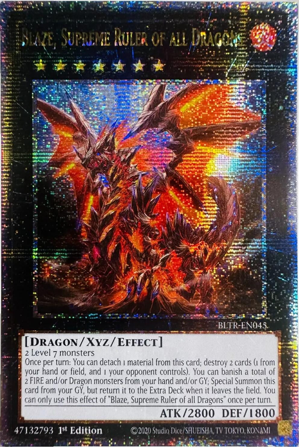 Image for Blaze, Supreme Ruler of all Dragons (Quarter Century Secret Rare) (BLTR-EN045) (Battles of Legend: Terminal Revenge) - YuGiOh