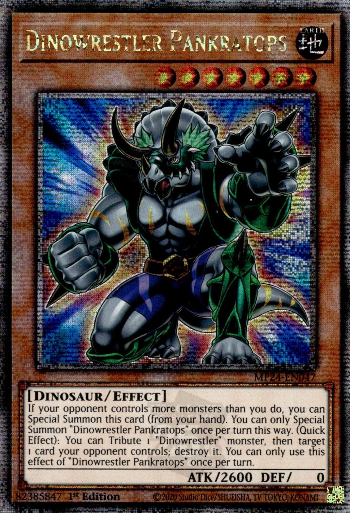 Image for Dinowrestler Pankratops (Quarter Century Secret Rare) (MP24-EN047) (25th Anniversary Tin: Dueling Mirrors) - YuGiOh