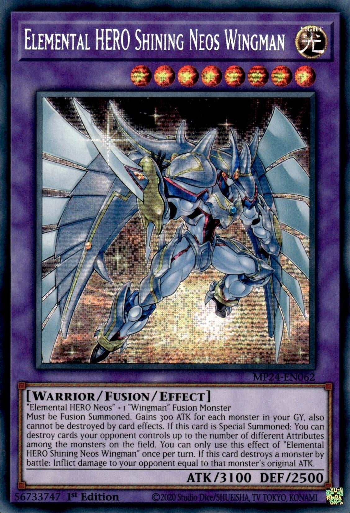Image for Elemental HERO Shining Neos Wingman (MP24-EN062) (25th Anniversary Tin: Dueling Mirrors) - YuGiOh