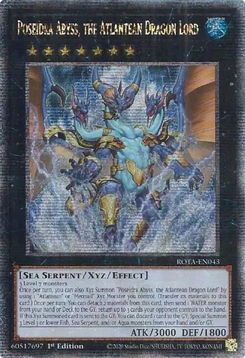 Image for Poseidra Abyss, the Atlantean Dragon Lord (Quarter Century Secret Rare) (ROTA-EN043) (Rage of the Abyss) - YuGiOh