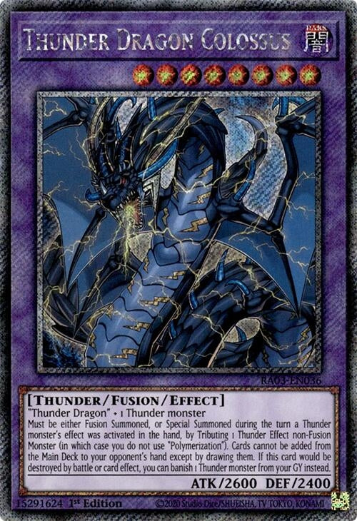 Image for Thunder Dragon Colossus (Platinum Secret Rare) (RA03-EN036) (Quarter Century Bonanza) - YuGiOh