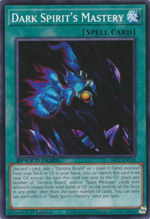 Image for Dark Spirit's Mastery (SBC2-ENE18) (Speed Duel: Battle City Finals) - YuGiOh