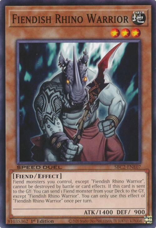 Image for Fiendish Rhino Warrior (SBC2-ENE07) (Speed Duel: Battle City Finals) - YuGiOh