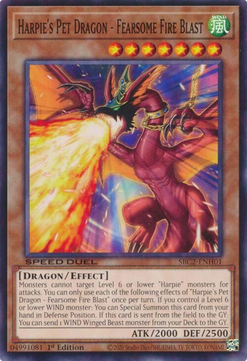 Image for Harpie's Pet Dragon - Fearsome Fire Blast (SBC2-ENH01) (Speed Duel: Battle City Finals) - YuGiOh