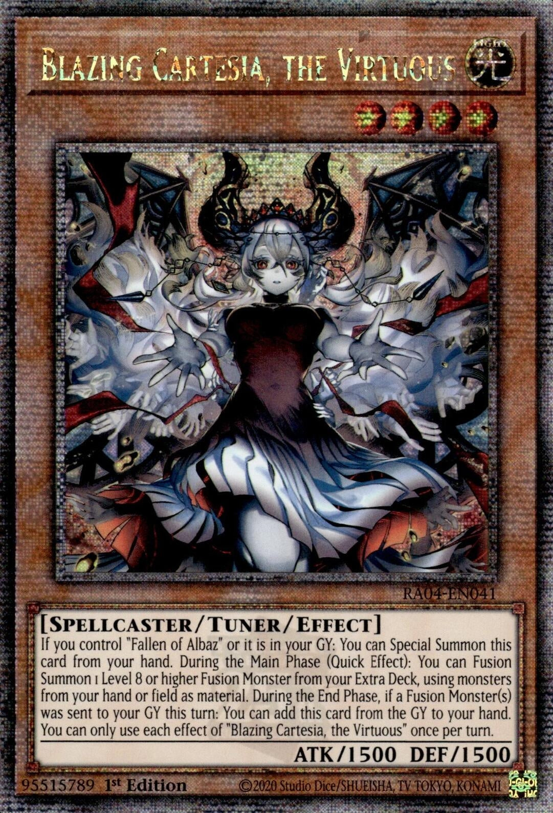Image for Blazing Cartesia, the Virtuous (New Art) (Quarter Century Secret Rare) (RA04-EN041) (Quarter Century Stampede) - YuGiOh