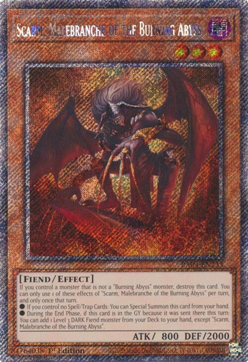 Image for Scarm, Malebranche of the Burning Abyss (Platinum Secret Rare) (RA04-EN233) (Quarter Century Stampede) - YuGiOh