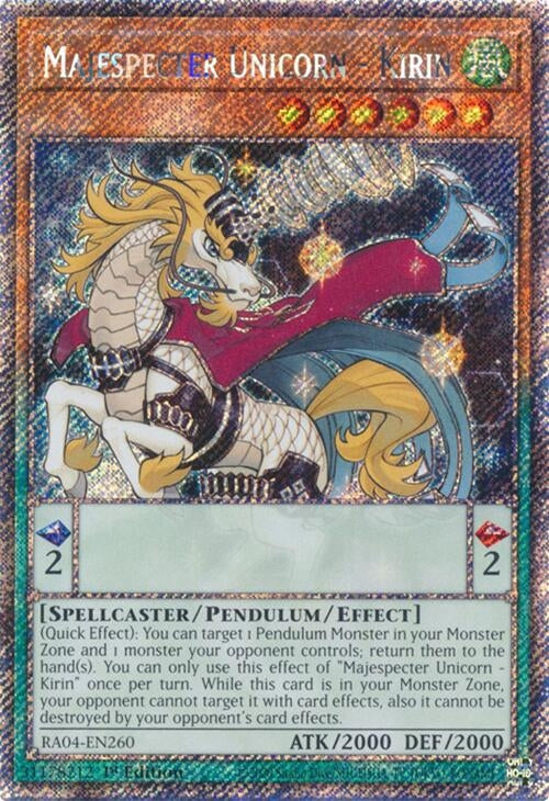 Image for Majespecter Unicorn - Kirin (Platinum Secret Rare) (RA04-EN260) (Quarter Century Stampede) - YuGiOh