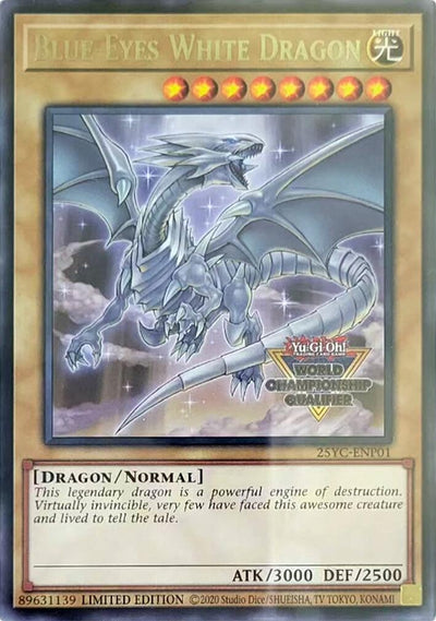 Image for Blue-Eyes White Dragon (World Championship Qualifier) (25YC-ENP01) (Yu-Gi-Oh! Championship Series 2025 Prize Cards) (25YC) - YuGiOh